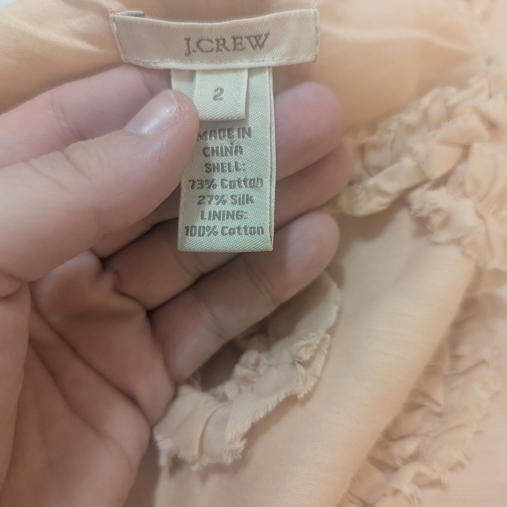 J Crew Women's Silk Blend Ruffle Swirl Sleeveless Top Size 2 - Picture 5 of 5